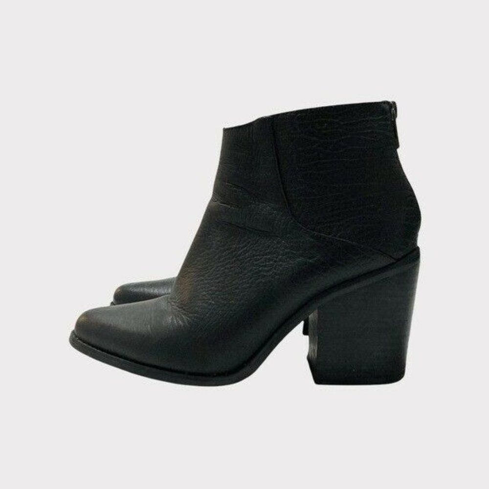 LAST CHANCE! Sol Sana Black Leather Ankle Heeled Boots Size 39
